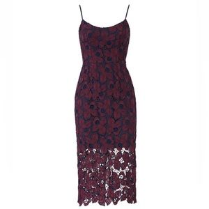 Dress the population plum lace dress size small